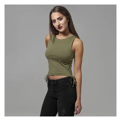 Urban Classics Ladies Lace Up Cropped Top olive