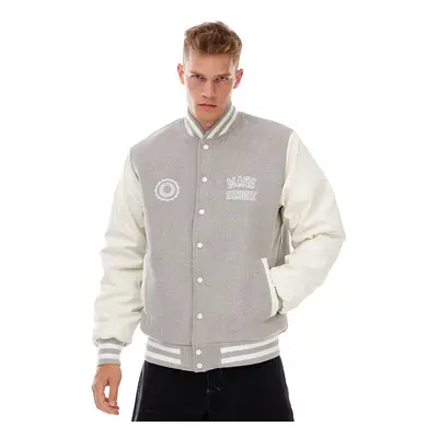 Mass Denim Athletic Baseball Jacket heather grey