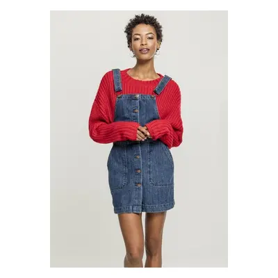 Urban Classics Ladies Denim Dungarees Dress ocean blue