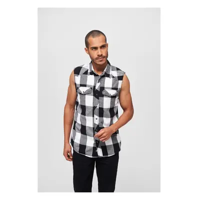 Brandit Checkshirt Sleeveless white/black