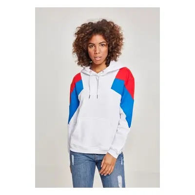 Urban Classics Ladies Oversize 3-Tone Block Hoody wht/firered/brightblue