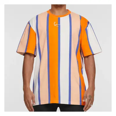 Tričko Karl Kani Small Signature Stripe Tee orange/apricot/off white