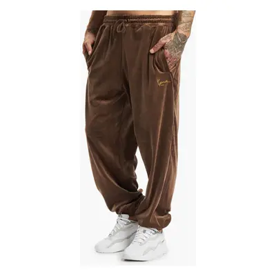 Velúrové tepláky Karl Kani Small Signature Velvet Pants Brown