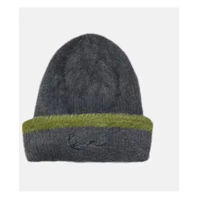 Zimní čepice karl kani Signature Fluffy Beanie black/olive