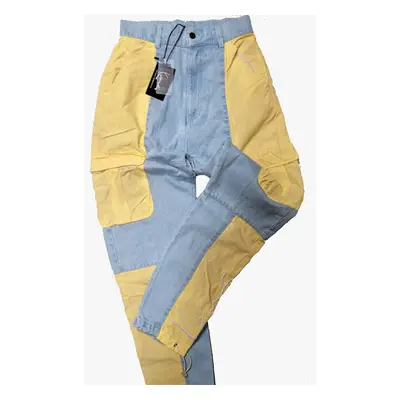 Nohavice Karl Kani Signature Patchwork Cargo Pants light blue/light sand