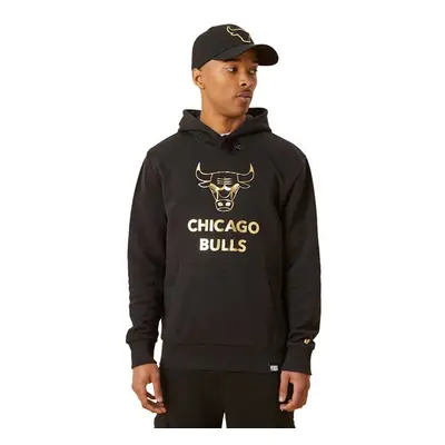 Mikina New Era NBA Gold Metallic Logo Hoodie Chicago Bulls Black Gold