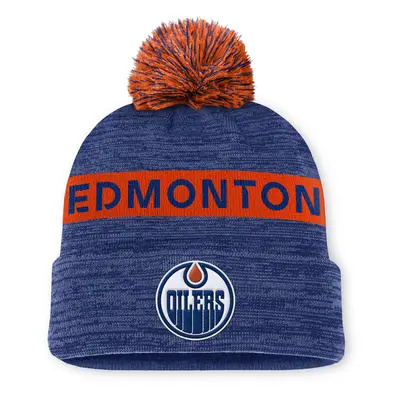 Fanatics Edmonton Oilers NHL Authentics Pro Rink Beanie Cuff With POM blue cobalt/darkorange