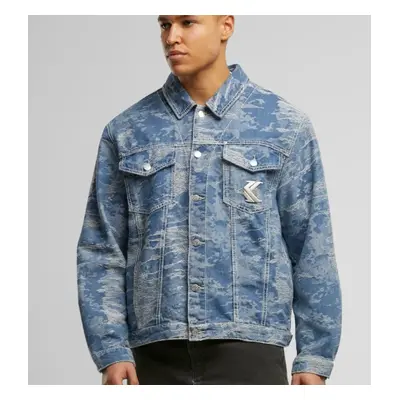 Bunda Karl KANI Og K Distressed Camo Os Denim Jacket Medium Blue