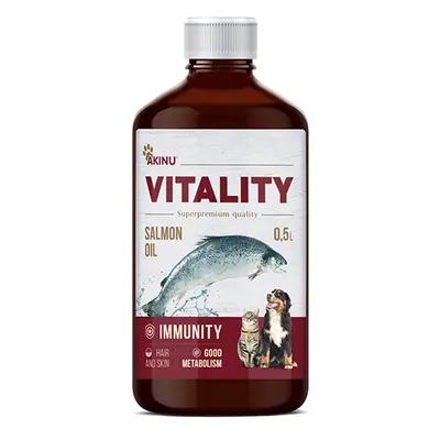 Akinu VITALITY Lososový olej doplněk stravy pro psy a kočky 500 ml