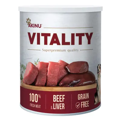 Akinu VITALITY Hovězí & játra mleté konzerva pro psy 800 g