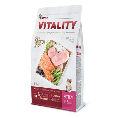 Akinu VITALITY Kuřecí & ryba granule krmivo pro koťata 1,5 kg