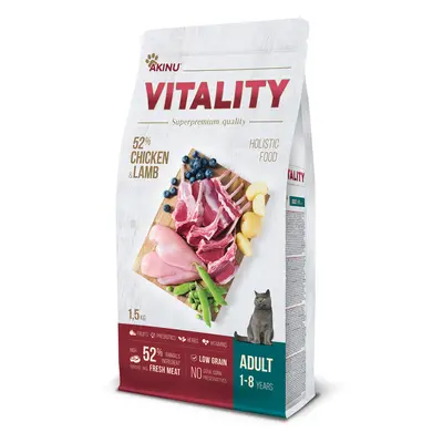 Akinu VITALITY Kuřecí & jehněčí granule krmivo pro kočky 1,5 kg