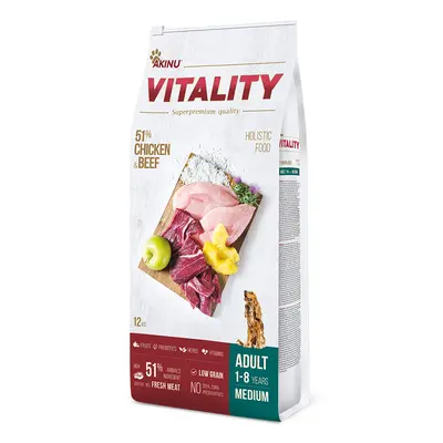 Akinu VITALITY Kuřecí & hovězí granule krmivo pro psy středně velkých plemen 12