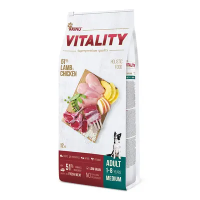 Akinu VITALITY Jehněčí & kuřecí granule krmivo pro psy středních plemen 12 kg