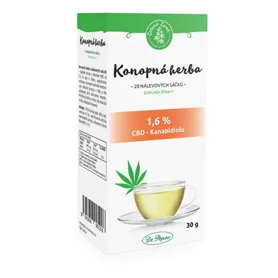 Zelená Země CBD konopný čaj porcovaný 1,6% CBD, 20 Sáčků