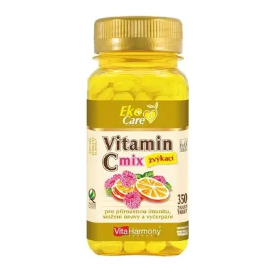 VitaHarmony Vitamin C 100 mg MIX, pomeranč a malina 350 žvýkacích tablet