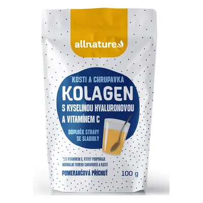 Allnature Kolagen s kyselinou hyaluronovou a vitamínem C s příchuťí pomeranče 100 g