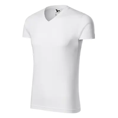 Malfini Slim Fit V-neck146 pánské tričko V výstřih bílá