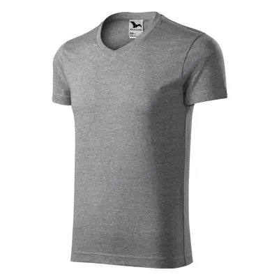 Malfini Slim Fit V-neck146 pánské tričko V výstřih tmavě šedý melír