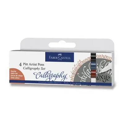 Popisovač Faber Castell Pitt Artist Pen Caligraphy 4ks tmavé