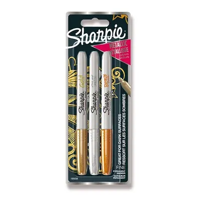 Permanentní popisovač Sharpie Metallic Clip Strip sada 3 ks, 12 blistrů, metalické barvy