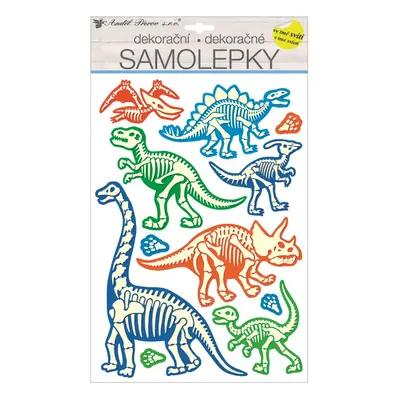 Samolepka na zeď svítící ve tmě 41 x 25 cm, dinosauři