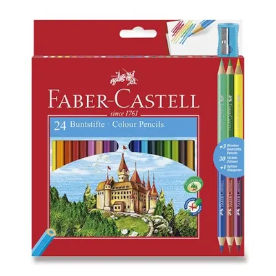 Pastelky Faber Castell šestihranné 24ks + 3ks bicolour + oře