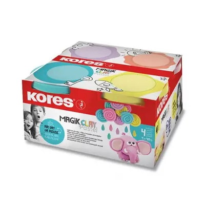 Modelovací hmota Kores Magik Clay pastelové barvy, 4 x 160g