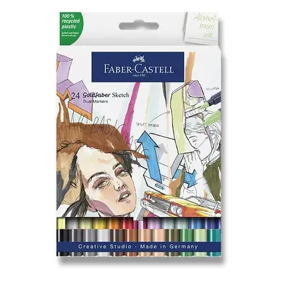 Popisovač Faber-Castell Goldfaber Sketch Dual Marker sada, 24 barev