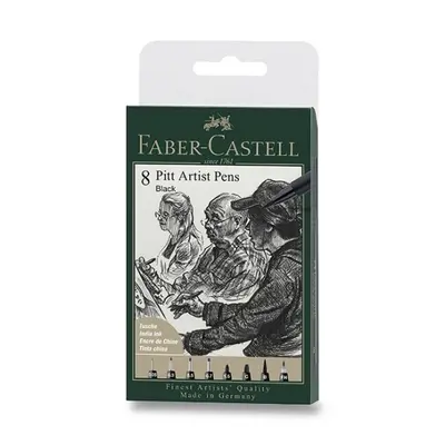 Popisovač Faber-Castell Pitt Artist Pen sada 8 ks, různé hroty, černý