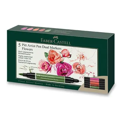 Popisovač Faber-Castell Pitt Artist Pen Dual Marker Flowers sada 5 ks