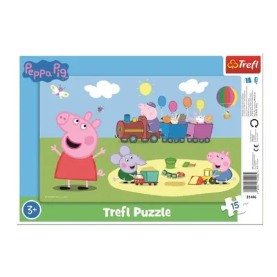 Puzzle Prasátko Peppa - Veselý vláček 15 dílků