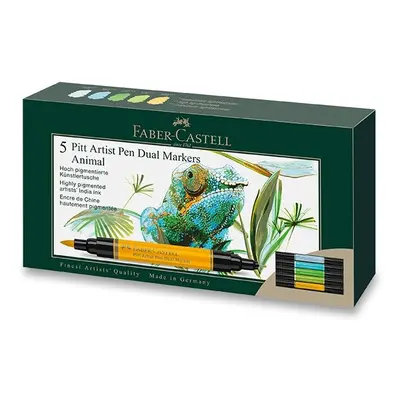 Popisovač Faber-Castell Pitt Artist Pen Dual Marker Animal sada 5 ks