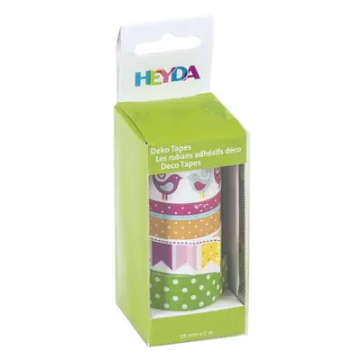 HEYDA samolepící washi papírové pásky - sada ptáčci 1,5 cm x 5 m ( 4 ks )