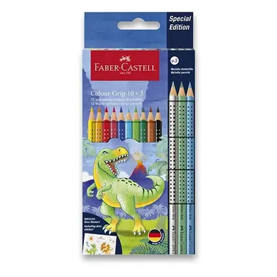 Pastelky Faber-Castell Colour Grip Dinosaurus souprava, 13 ks