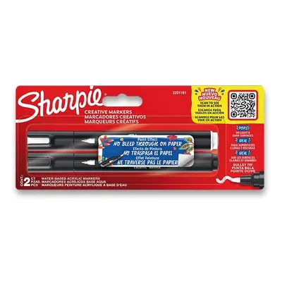 Akrylový popisovač Sharpie Acrylic Marker Bullet sada 2 barvy, černá a bílá