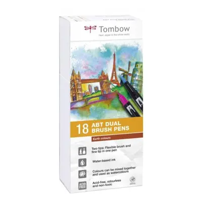 Tombow Oboustranný štětcový fix ABT - Earth colours 18 ks