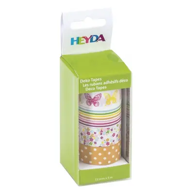 HEYDA samolepící washi papírové pásky - sada motýlci 1,5 cm x 5 m ( 4 ks )