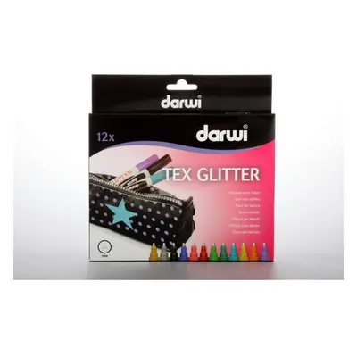 DARWI TEX GLITTER fixy na textil sada 12 x 6 ml