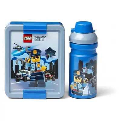 Svačinový set LEGO City (láhev a box) - modrá