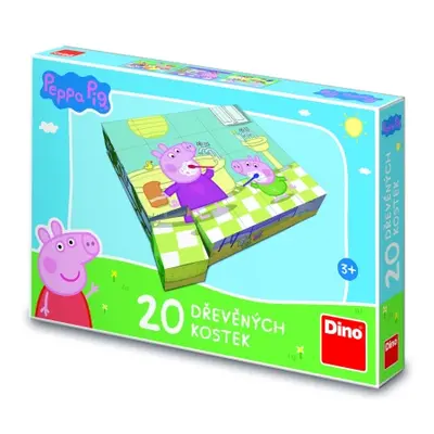 Dřevěné kostky Peppa Pig: Veselý den – 20 kostek DINO