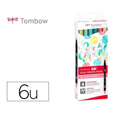 Tombow ABT Dual Pen Brush Sada oboustranných štětcových fixů - Candy colours 6 ks KALIA paper, s