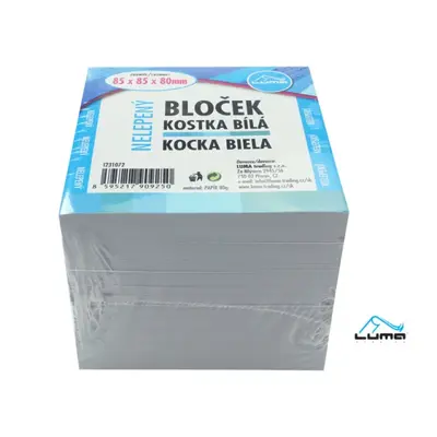 Bloček KOSTKA bílá 85 x 85 x 80mm, nelepená LUMA LUMA