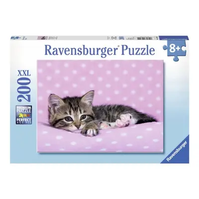 Roztomilé koťátko na růžové dece 200 dílků Ravensburger