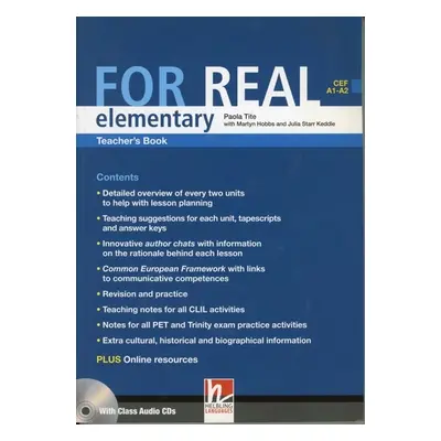 FOR REAL Elementary Level Teacher´s Book + Class CD /3/ + Interactive Book DVD-ROM Helbling Lang