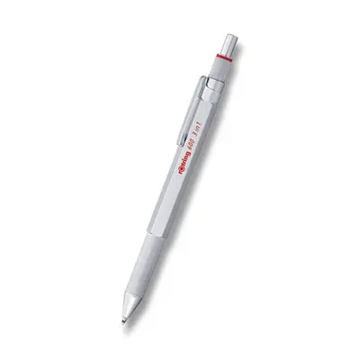 Kuličková tužka Multipen Rotring 600 Silver 3 v 1 3 barvy + mechanická tužka 0,5mm Rotring