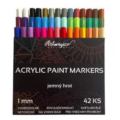 Artmagico akrylový popisovač s jemným hrotem (1 mm) 42 ks | 80296 Artmagico