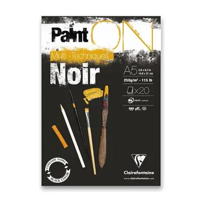 Blok Clairefontaine Paint on Black A5, 20 listů, 250g Clairefontaine