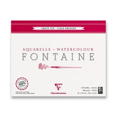 Akvarelový blok Clairefontaine Fontaine Cold Pressed 24 x 30 cm, 25 listů, 300 g Clairefontaine