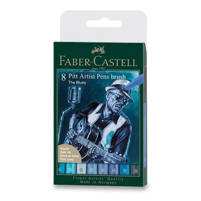 Popisovač Faber-Castell Pitt Artist Pen Brush Blues sada 8 ks, hrot B Faber-Castell